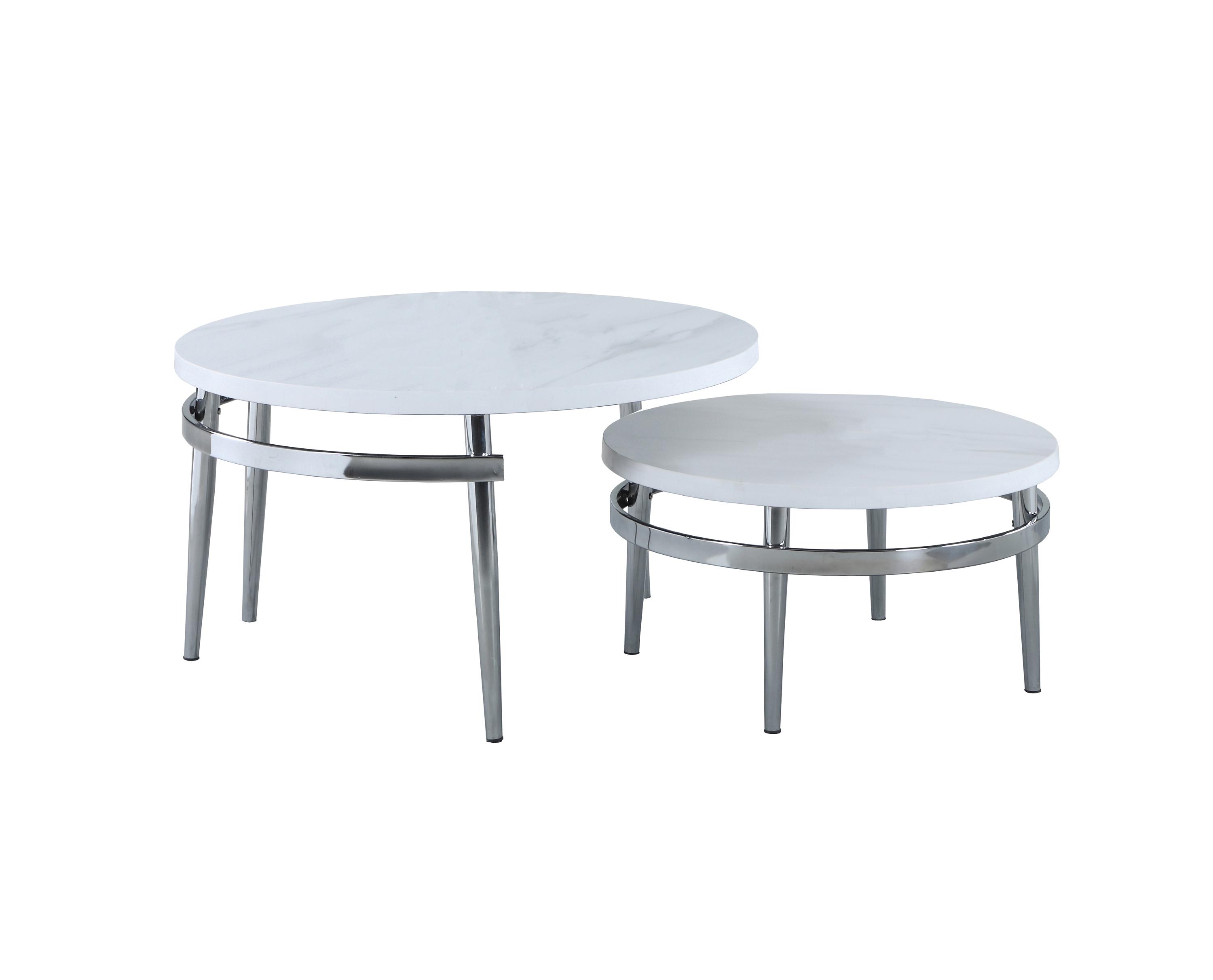 

    
Modern Faux Carrara Marble Top Nesting Table Set 2pcs Coaster 722968
