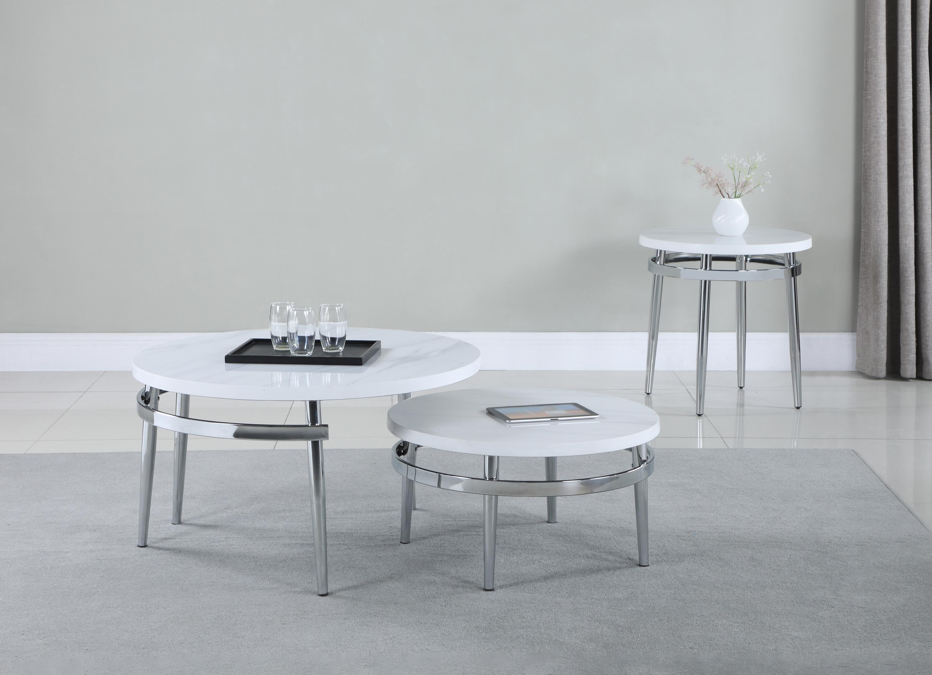 

    
Modern Faux Carrara Marble Top Nesting Table Set 2pcs Coaster 722968
