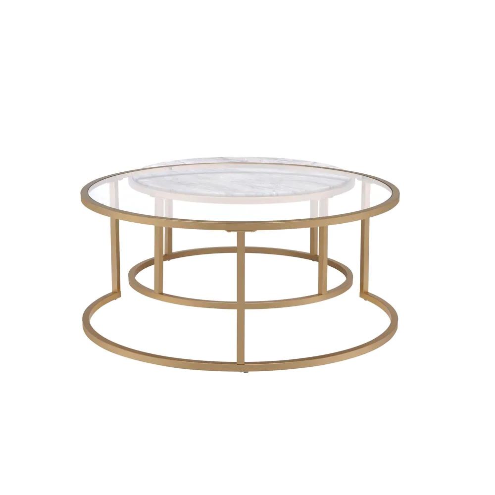 

    
Modern Faux Marble & Gold 2pcs Coffee Table by Acme Shanish 81110
