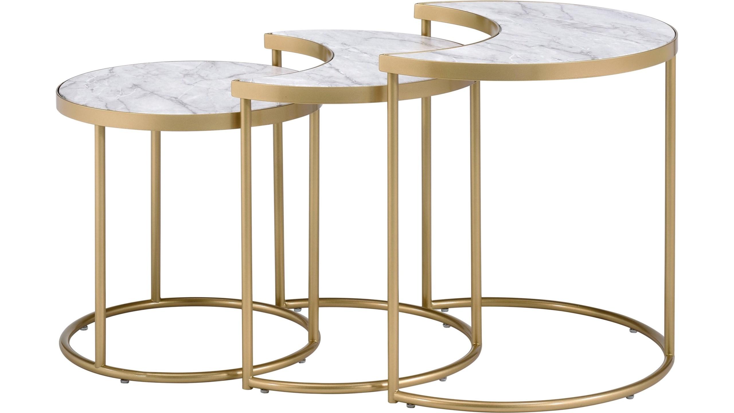 

    
Modern Faux Marble & Gold 3pcs Nesting Coffee Tables by Acme Anpay 85390
