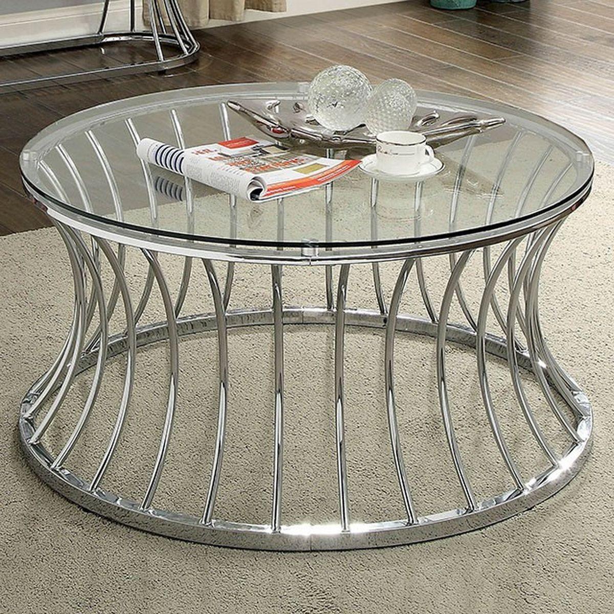 

    
Modern Full Metal Construction & Glass Top Coffee Table Esme by Furniture of America
