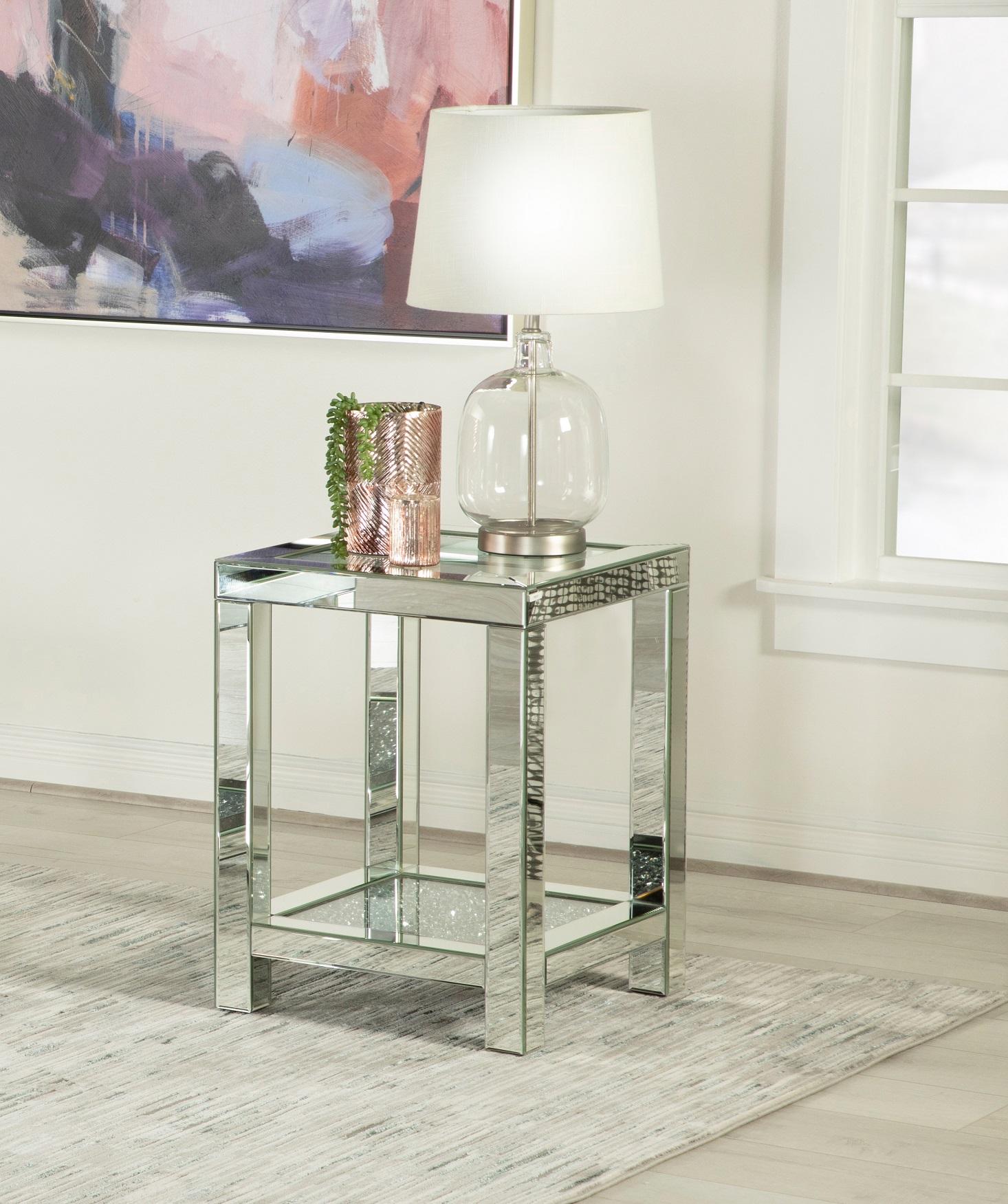 

    
736218-S2 Modern Glam Clear Tempered Glass & Mirror Coffee Table Set 2pcs Coaster 736218-S2
