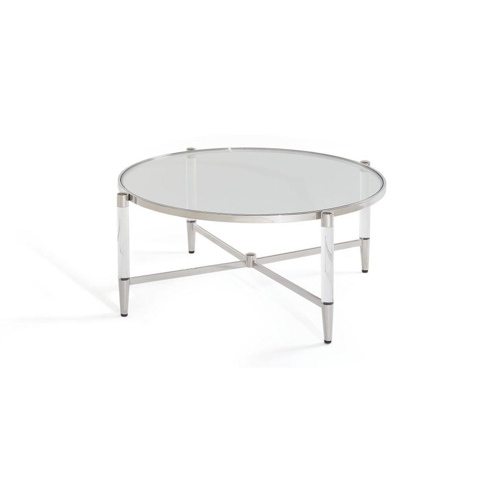 

    
Modern Glass Top & Steel Base Round Coffee Table MARILYN by Modus Furniture
