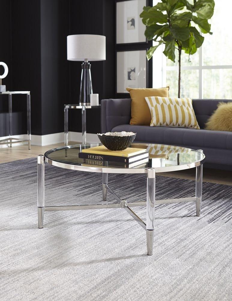 

    
Modern Glass Top & Steel Base Round Coffee Table Set 2Pcs MARILYN by Modus Furniture

