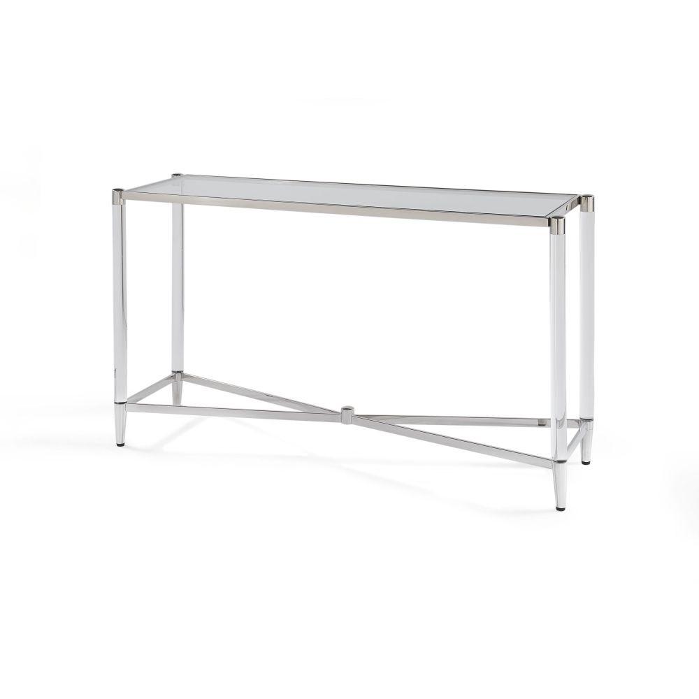 

    
Modern Glass Top & Steel Base Round Console Table MARILYN by Modus Furniture
