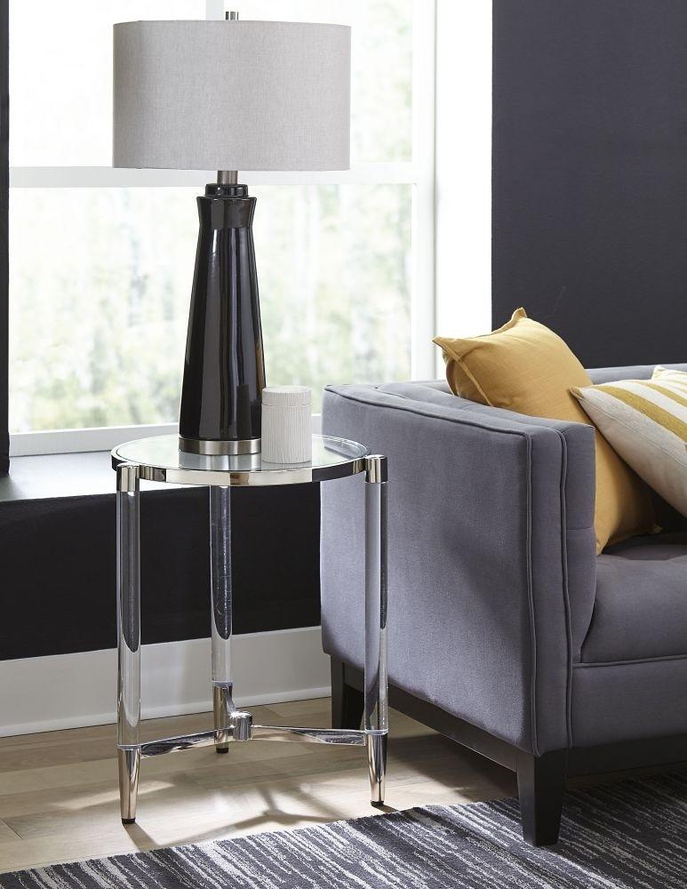 

    
Modern Glass Top & Steel Base Round End Table MARILYN by Modus Furniture
