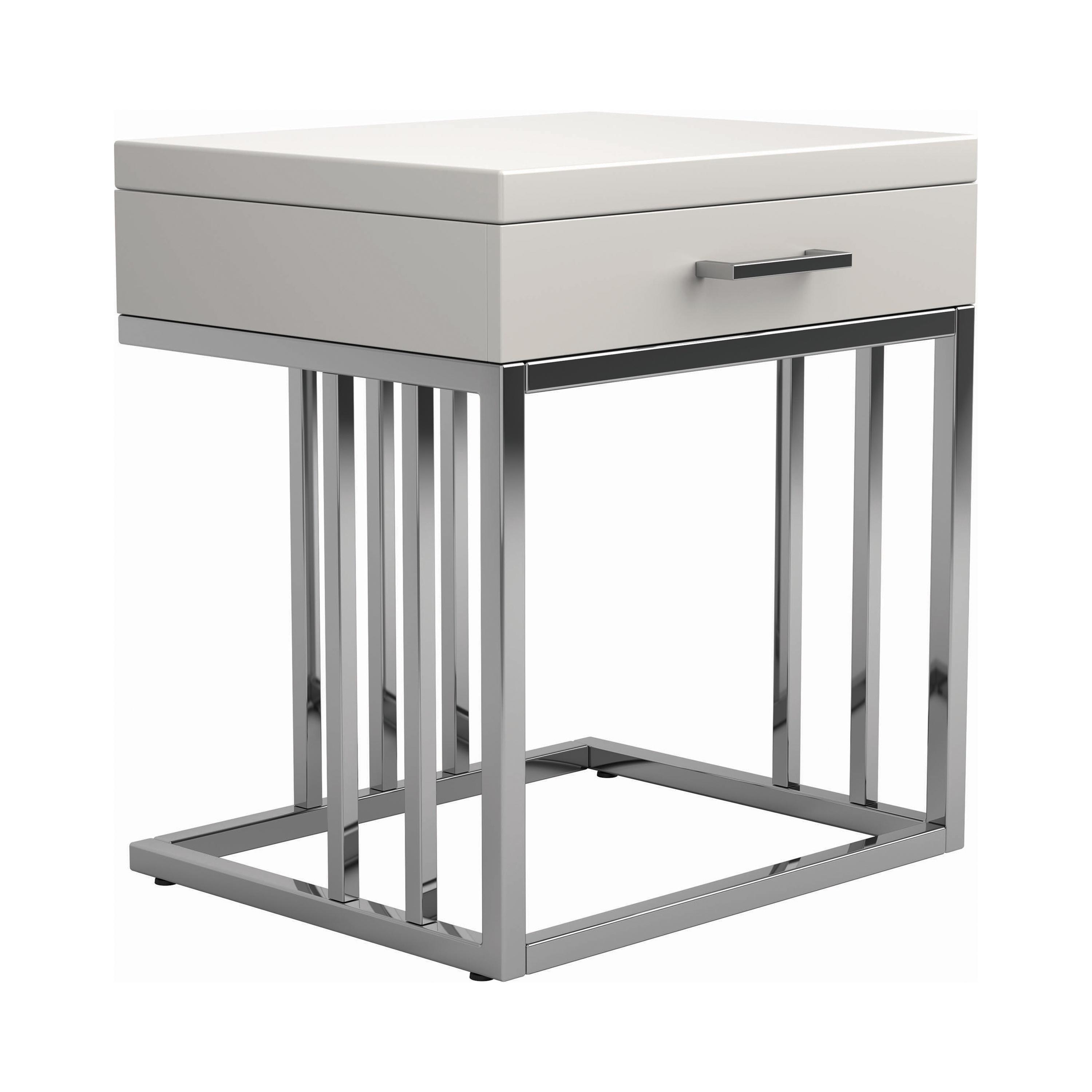 

    
Modern Glossy White Wood End Table Coaster 723137

