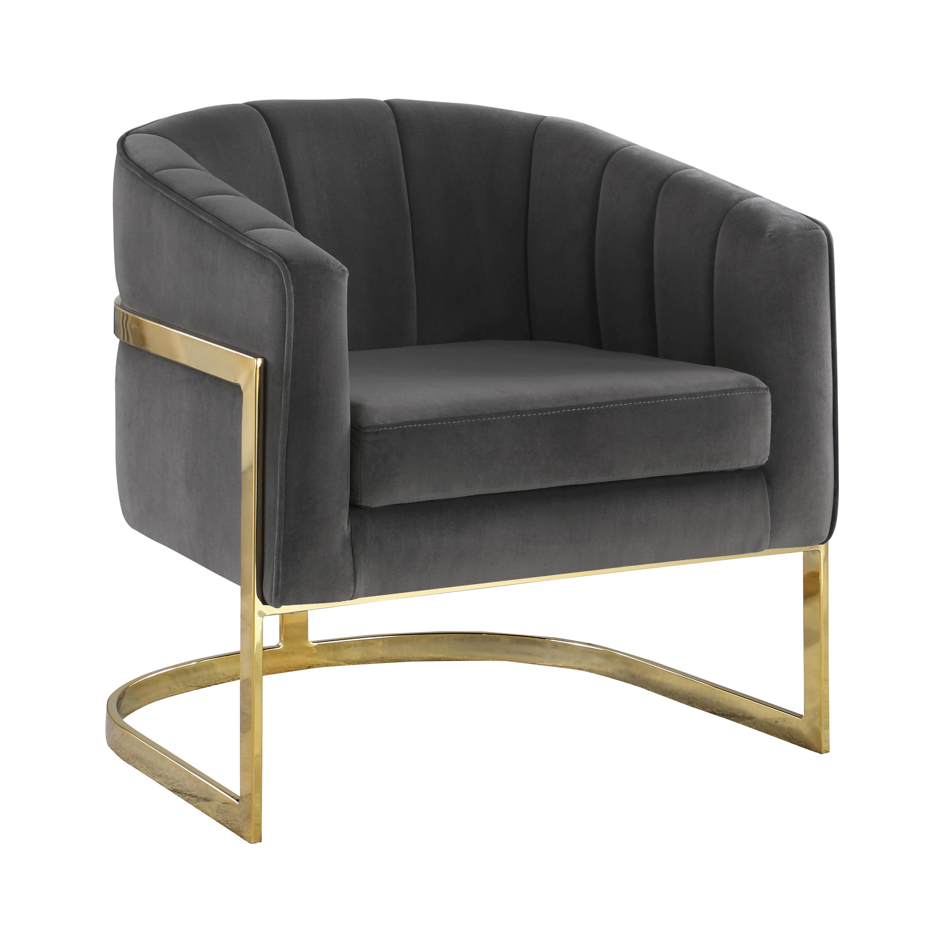 

    
Modern Gold & Dark Gray Velvet Accent Chair Coaster 903039
