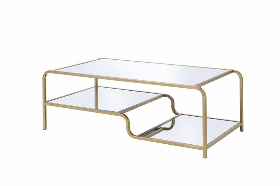 

    
Modern Gold & Mirror Coffee Table by Acme Astrid 81090
