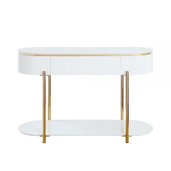 

    
Modern Gold/White Composite Wood Console Table Acme Daveigh LV02466

