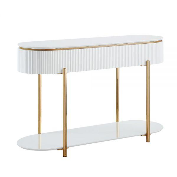 

    
Modern Gold/White Composite Wood Console Table Acme Daveigh LV02466
