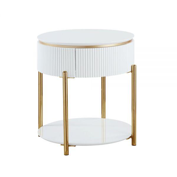 Modern End Table Daveigh End Table LV02465 LV02465 in White, Gold 