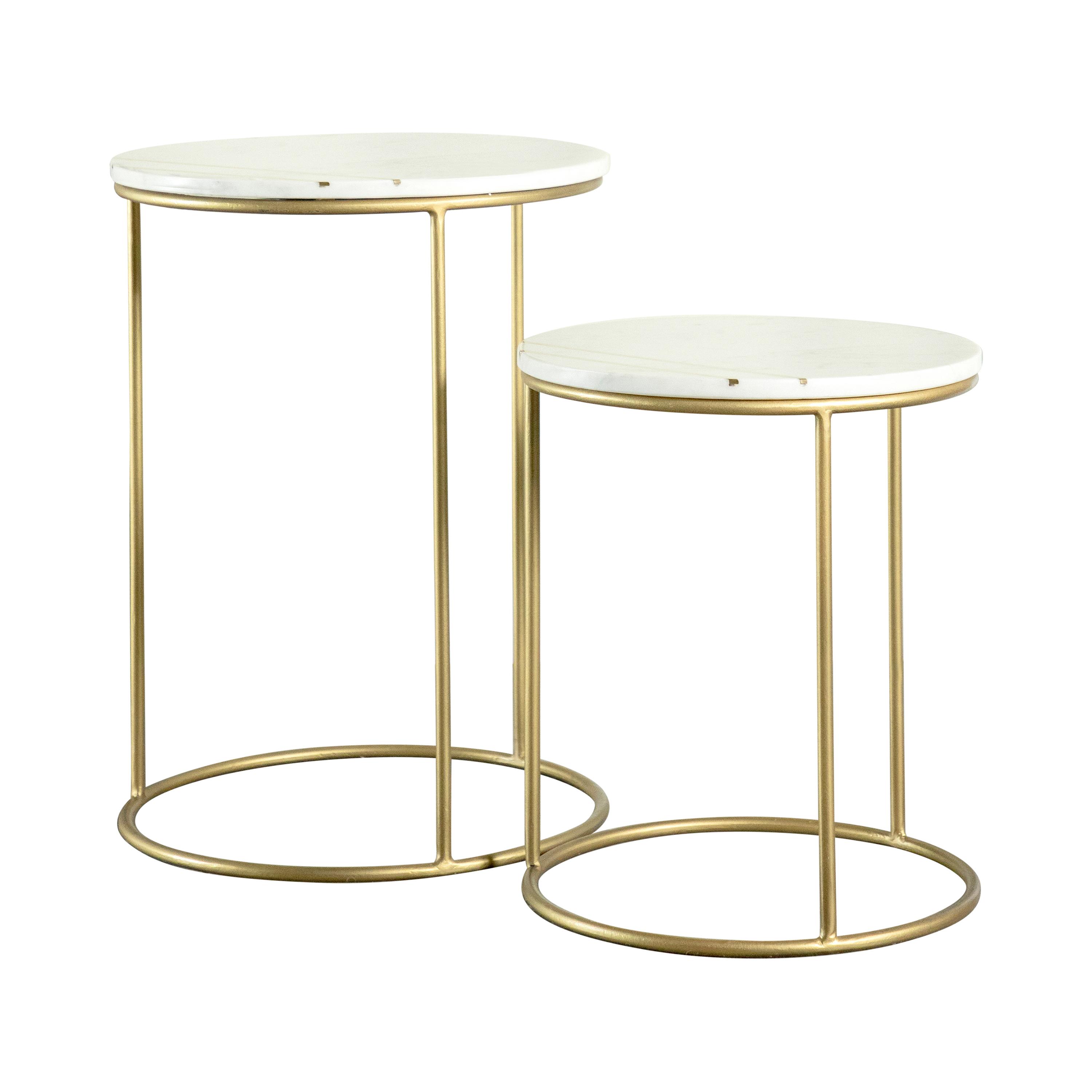 

    
Modern Gold & White Marble Nesting Tables Set 2pcs Coaster 935849
