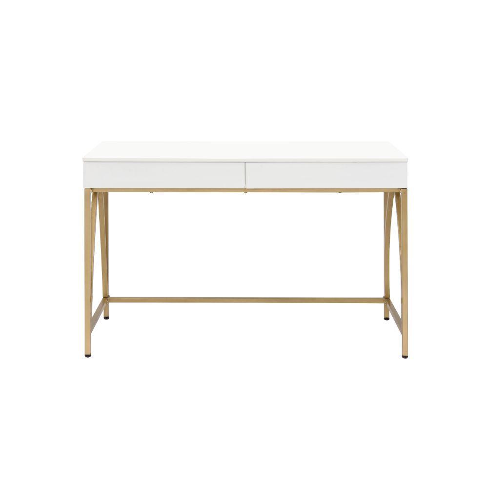 

    
Modern Gold & White Writing Desk by Acme 92660 Lightmane
