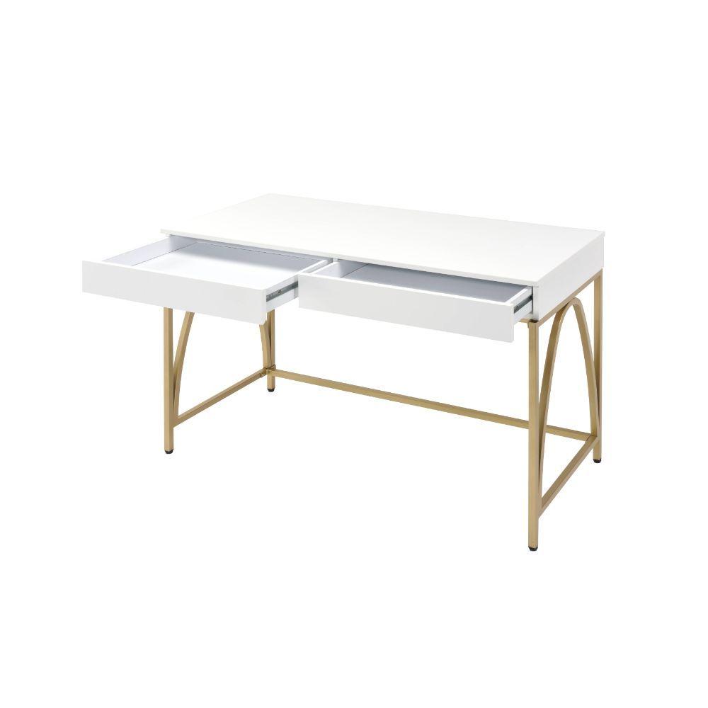 

        
Acme Furniture Lightmane Writing Desk White/Gold  00840412225758
