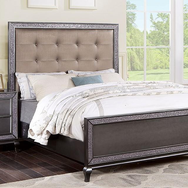 Modern Panel Bed CM7198GY Onyxa CM7198GY in Graphite Leatherette
