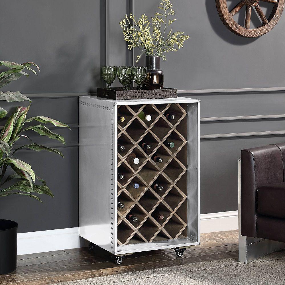 

    
Modern Gray Aluminum Wine Cabinet Acme Raini AC01995-WC
