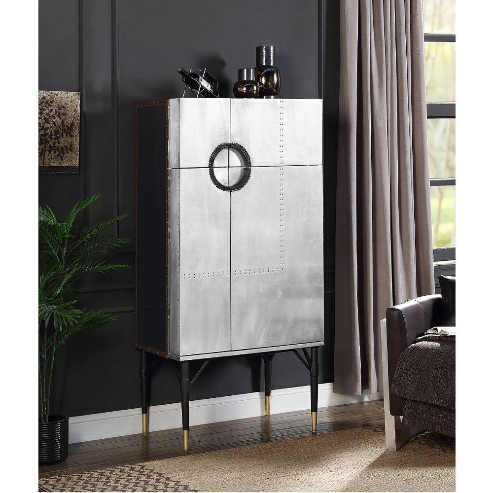 

    
Modern Gray Aluminum Wine Cabinet Acme Yoela AC01996-WC
