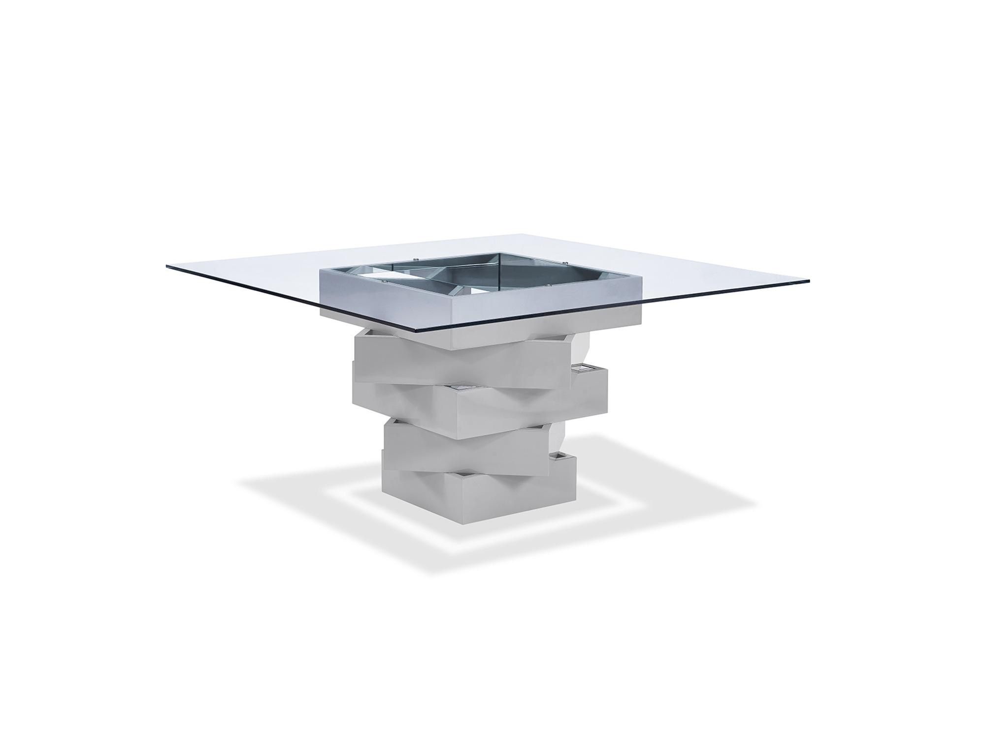 

    
Modern Gray Base & Clear Glass Top Dining Table WhiteLine DT1402-GRY Carson
