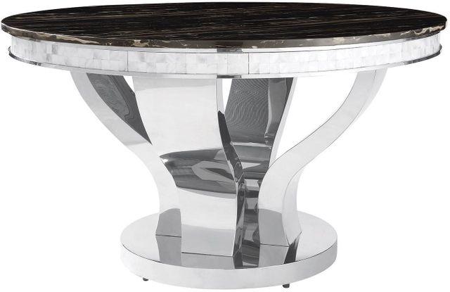 

        
Coaster 107891 Dining Table Gray/Black Faux Leather 021032395285
