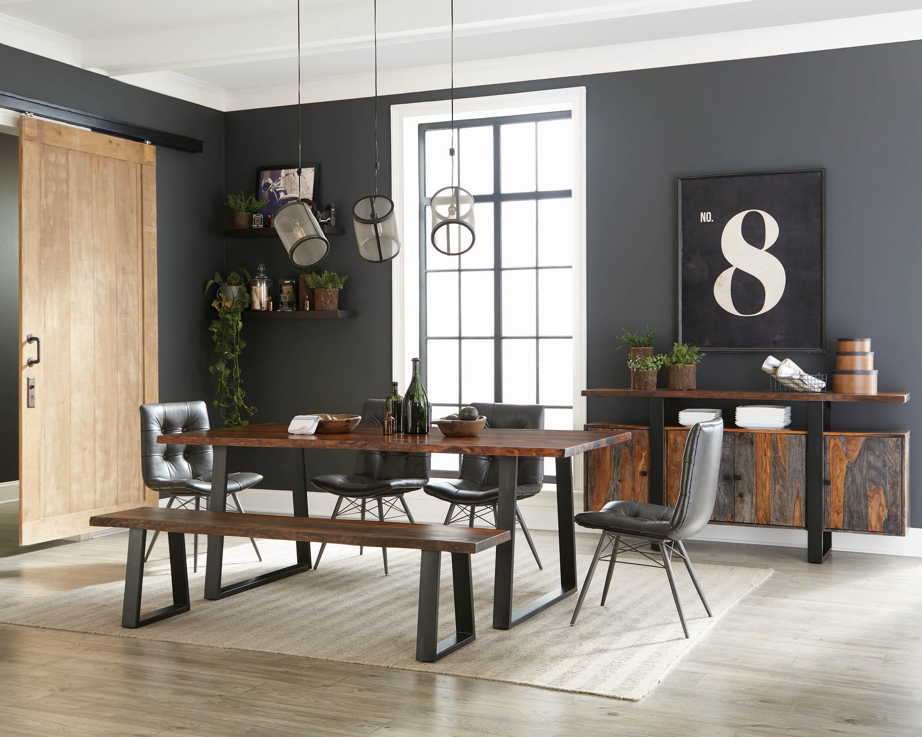 

    
 Order  Modern Gray,Black Wood Dining table Jamestown by Coaster
