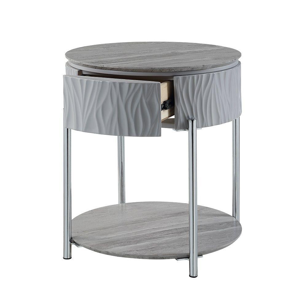 

                    
Acme Furniture Yukino End Table LV02412-ET End Table Chrome/Gray  Purchase 
