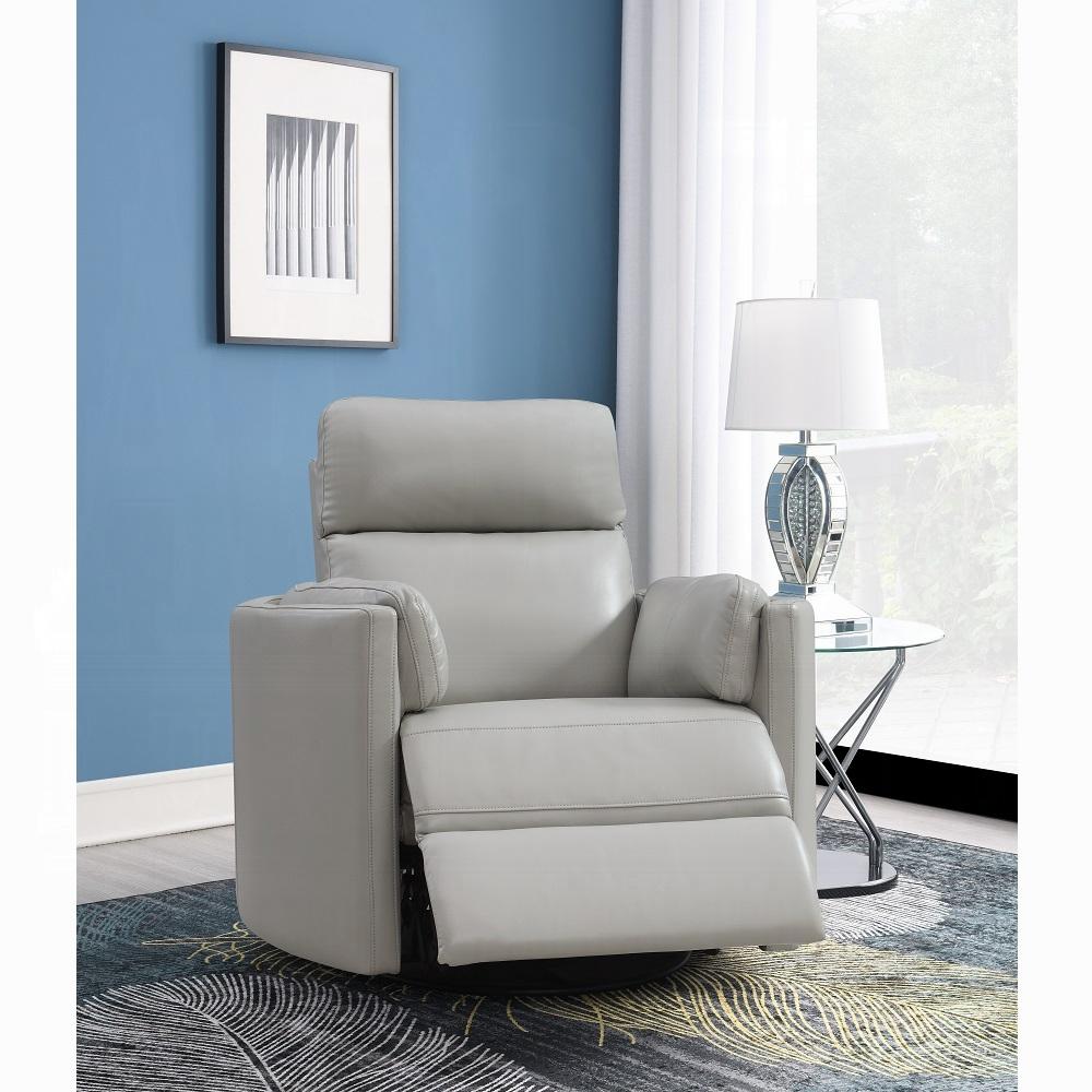 Modern Recliner Chair Sagen Recliner Chair W/Swivel & Glider LV01880-C LV01880-C in Gray Leather