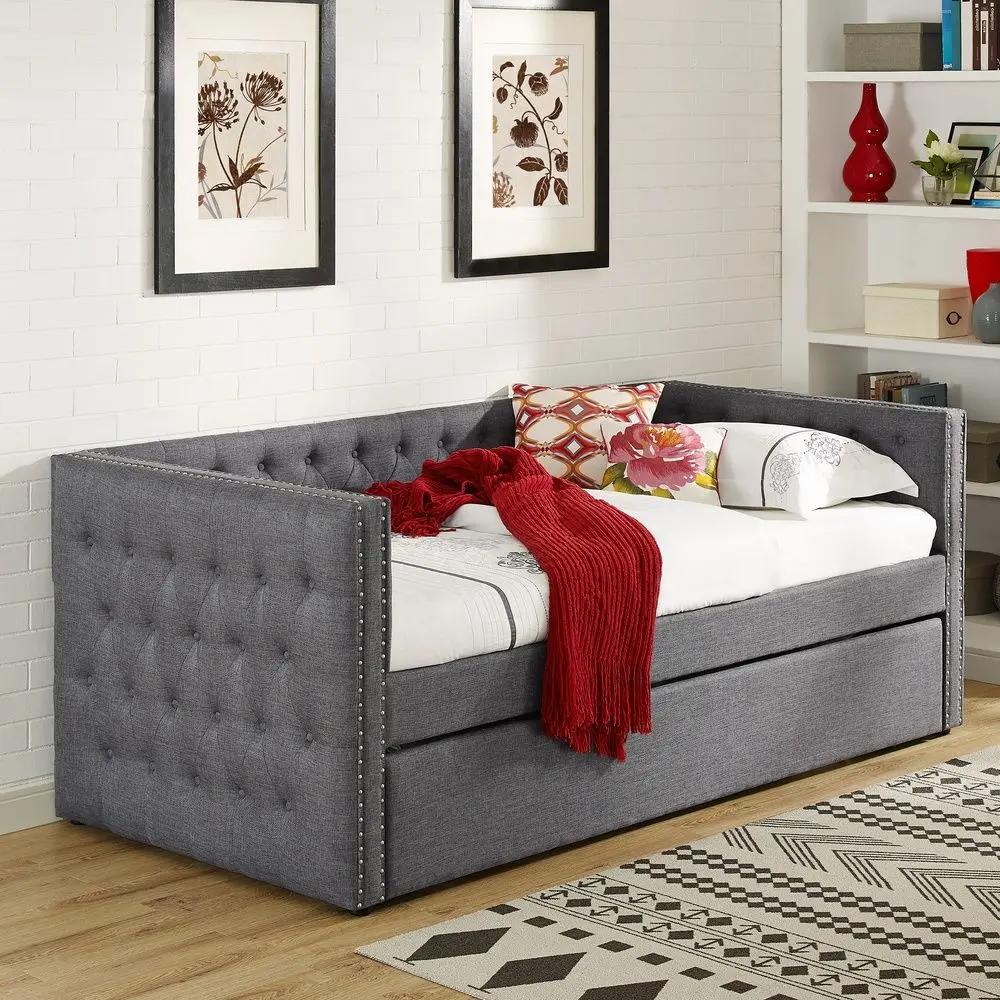 

    
Modern Gray Fabric Daybed w/ Trundle by Crown Mark Trina 5335GY-SET
