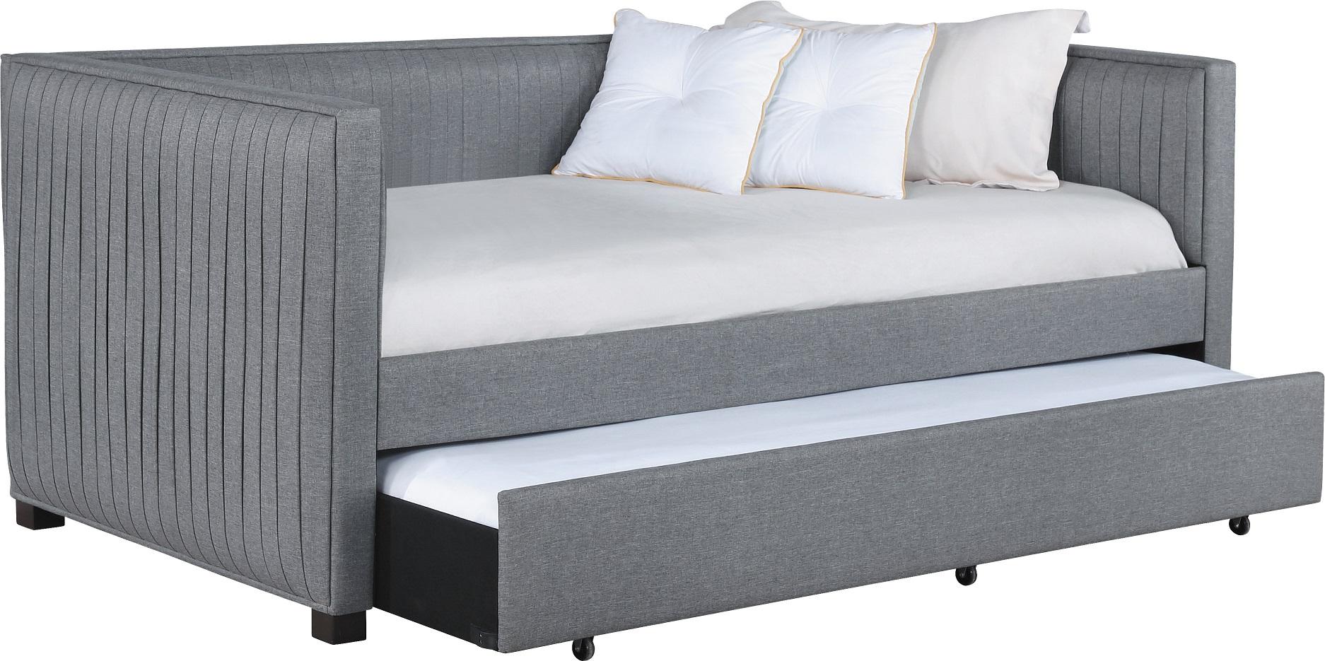 

    
Modern Gray Fabric Twin Daybed w/Trundle Coaster 300554 Brodie
