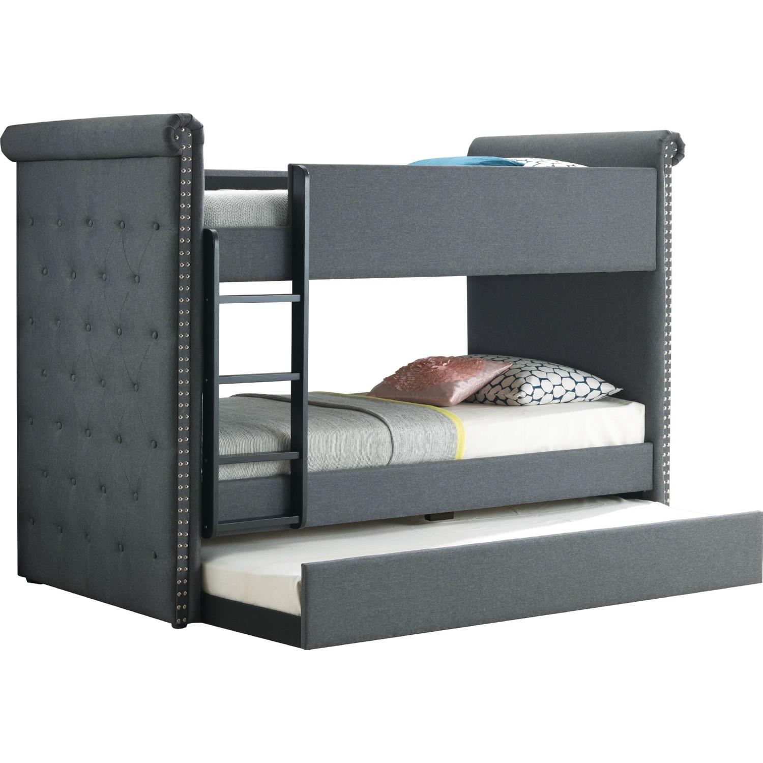 

    
Modern Gray Fabric Twin/Twin Bunk Bed by Acme Romana 37855
