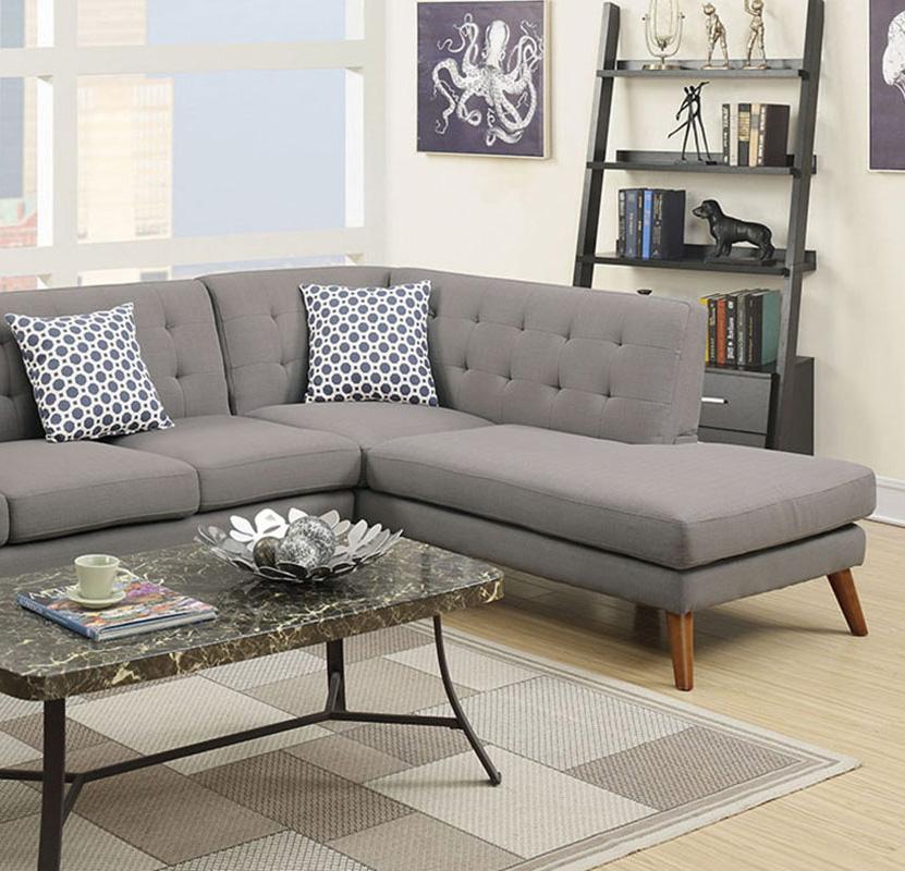 

    
Poundex Furniture F6953 2-Pcs Sectional Sofa Gray F6953
