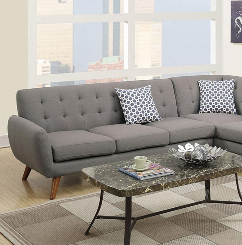 

    
Gray Fabric Sectional Sofa F6953 Poundex Modern Contemporary
