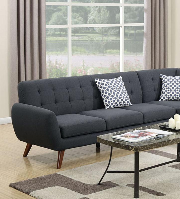 

    
Gray Fabric Sectional Sofa  F6954 Poundex Modern Contemporary
