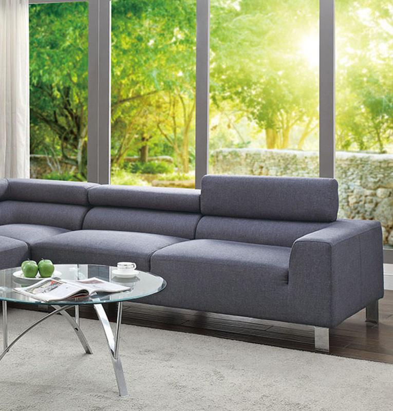 

    
Poundex Furniture F7315 2-Pcs Sectional Sofa Gray F7315
