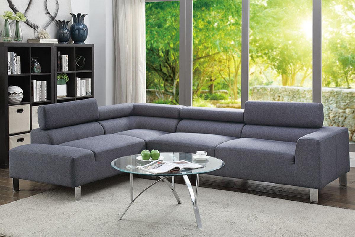 Contemporary, Modern 2-Pcs Sectional Sofa F7315 F7315 in Gray Fabric