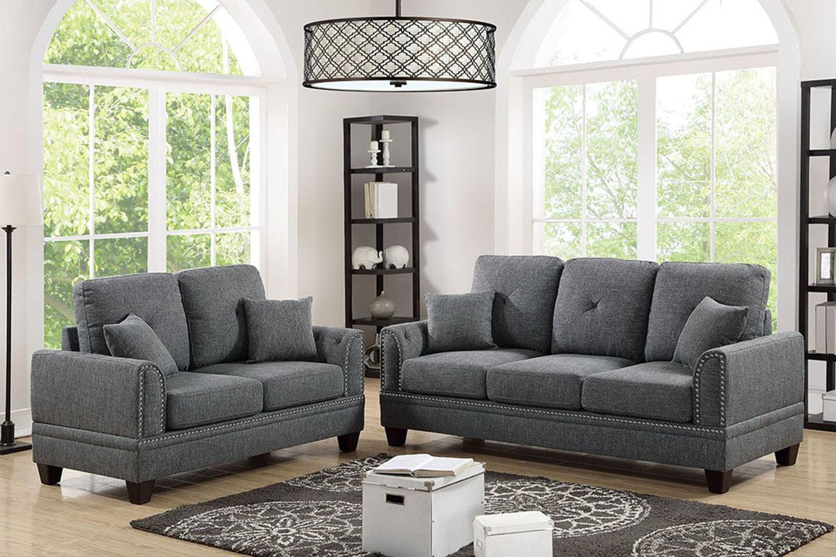 Modern Sofa Loveseat F6507 F6507 in Gray Fabric
