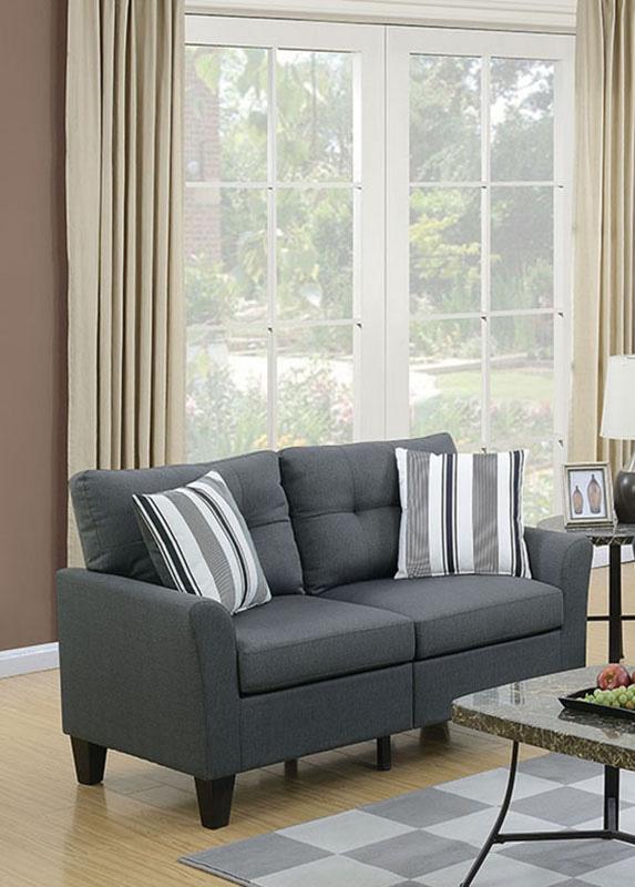 

    
Modern Gray Fabric Upholstered Sofa  Loveseat Set 2-Pcs  F6533 Poundex
