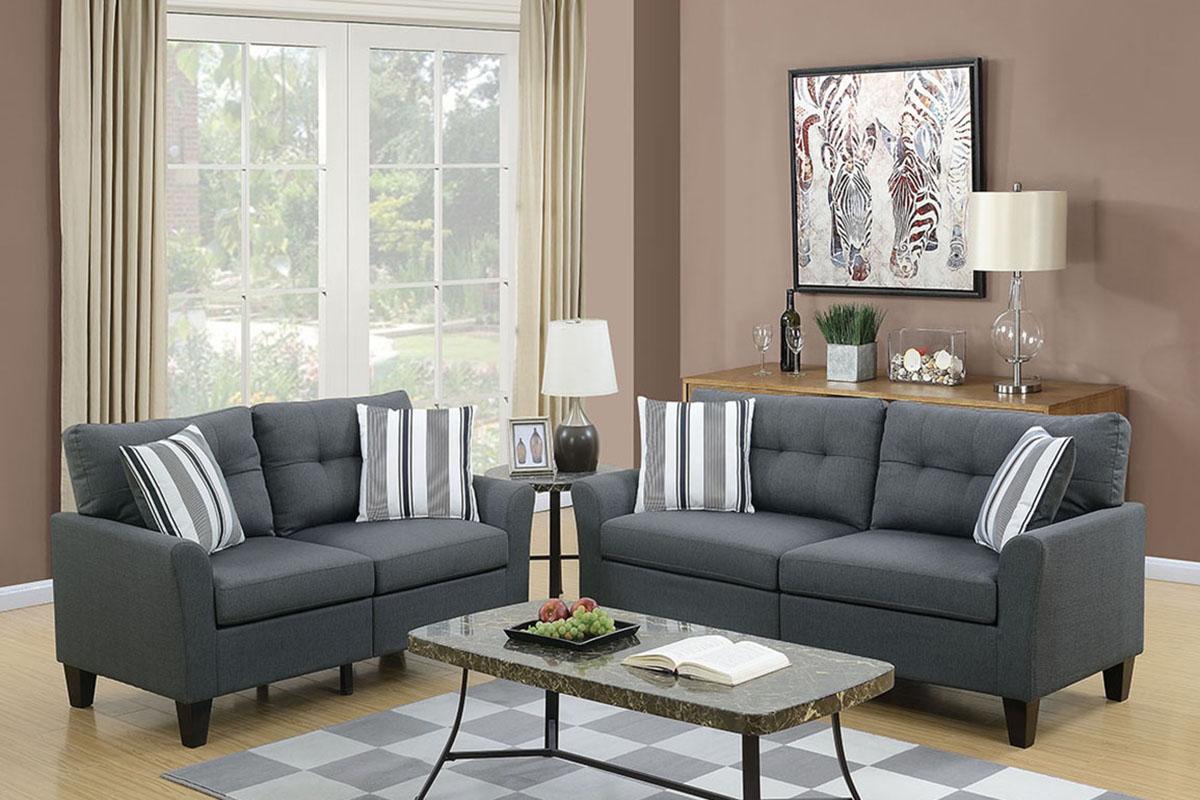 Modern Sofa Loveseat F6533 F6533 in Gray Fabric