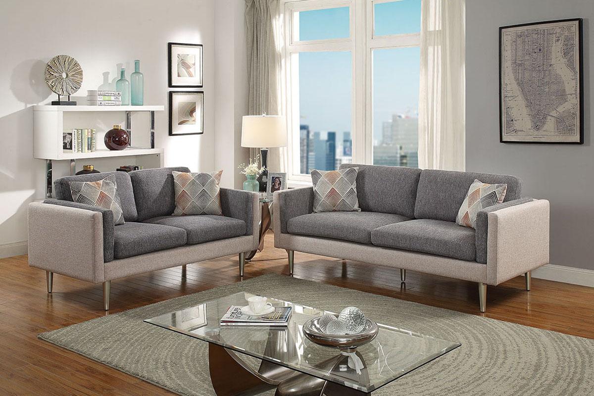 Contemporary, Modern Sofa Loveseat F6554 F6554 in Gray Fabric
