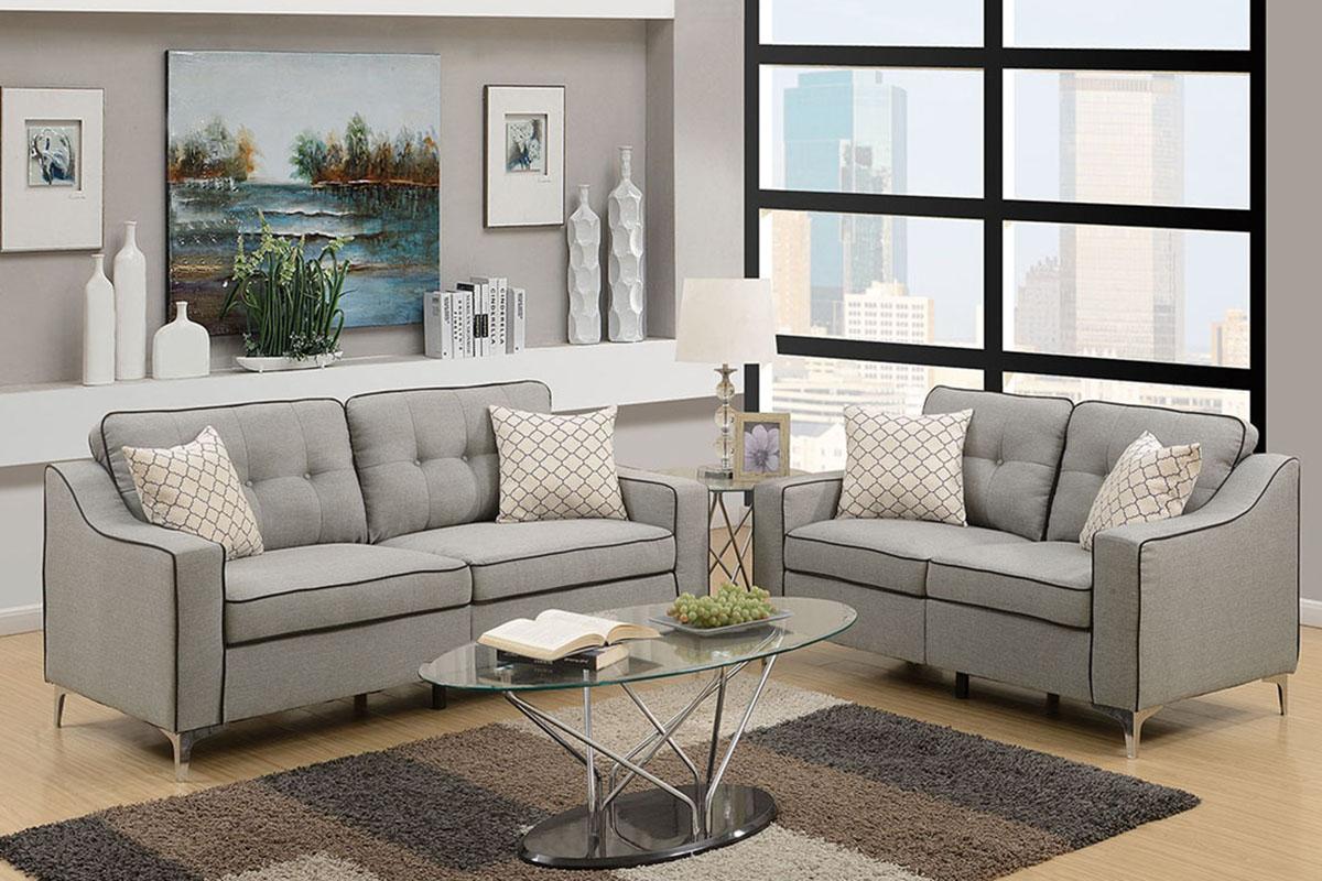 Contemporary, Modern Sofa Loveseat F6892 F6892 in Gray Fabric