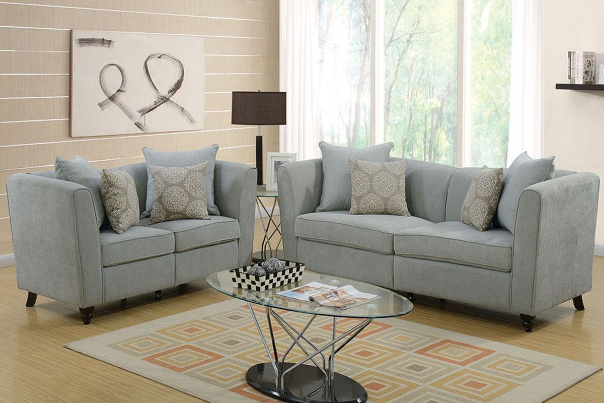 

    
Modern Gray Fabric Upholstered 2-Pcs Sofa Set F6898 Poundex
