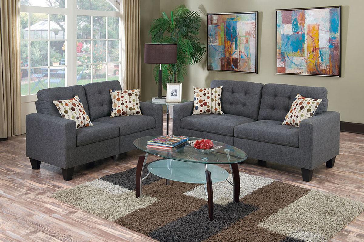 Contemporary, Modern Sofa Loveseat F6901 F6901 in Gray Fabric