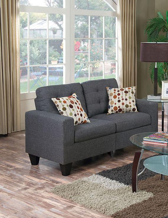

    
Modern Gray Fabric Upholstered 2-Pcs Sofa Set F6901 Poundex

