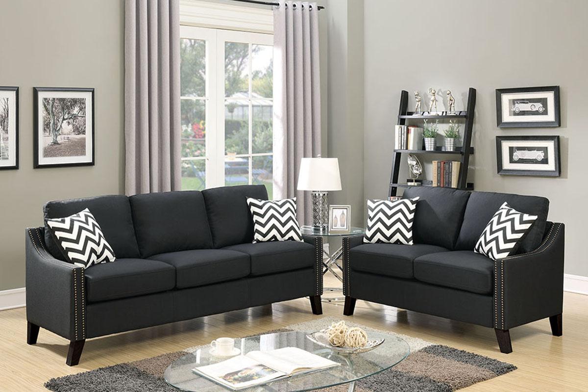 

    
Modern Gray Fabric Upholstered 2-Pcs Sofa Set F6909 Poundex
