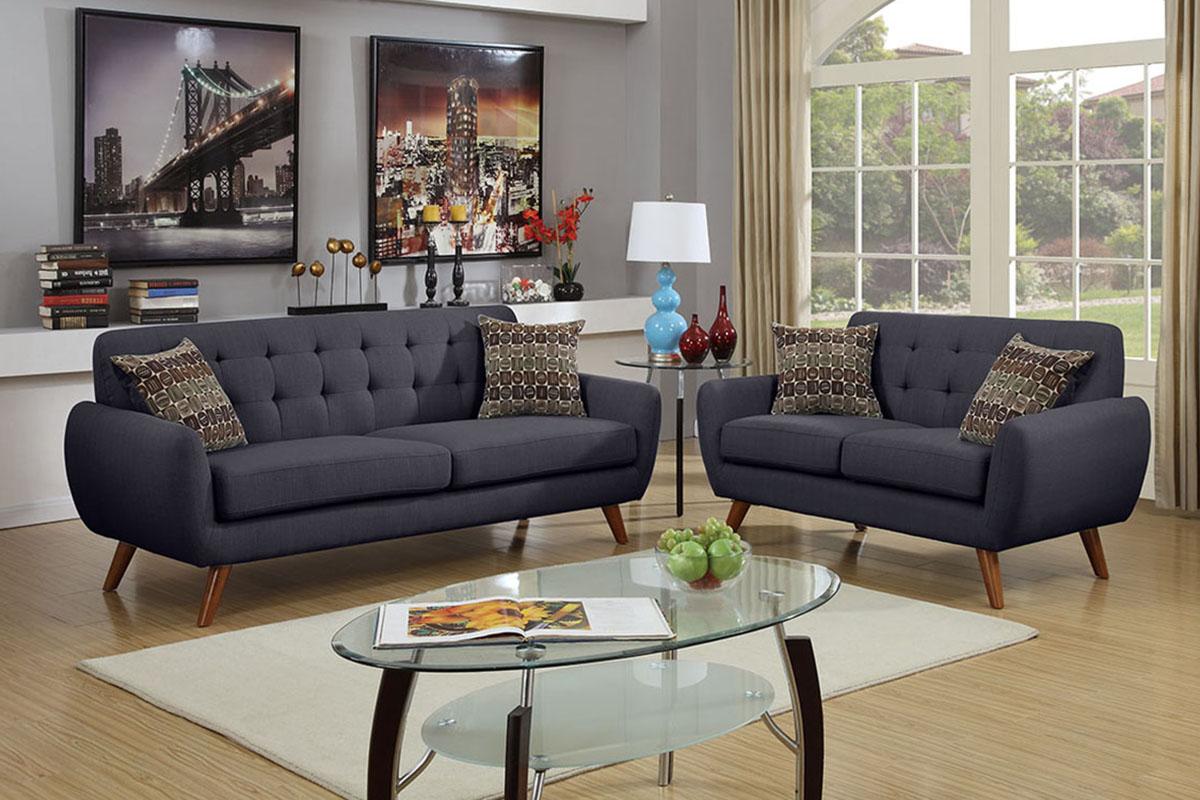 Contemporary, Modern Sofa Loveseat F6913 F6913 in Gray Fabric