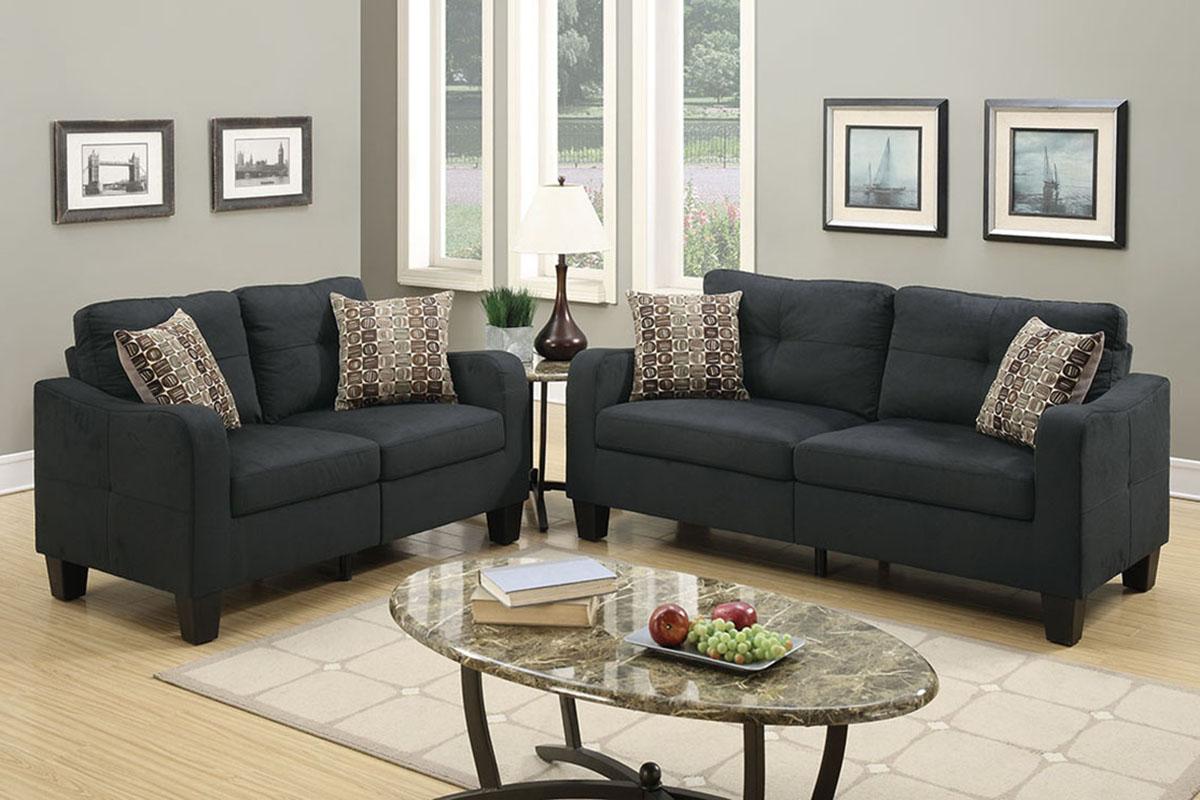 

    
Modern Gray Fabric Upholstered 2-Pcs Sofa Set F6922 Poundex
