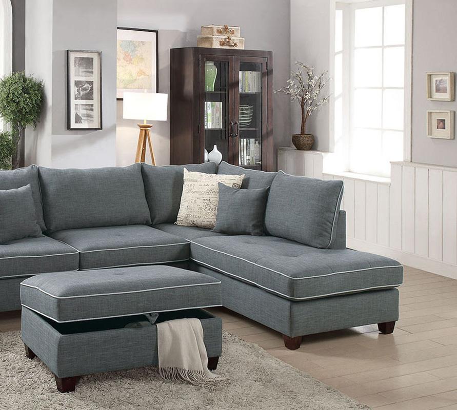 

    
Poundex Furniture F6542 Sectional Sofa Set Gray F6542
