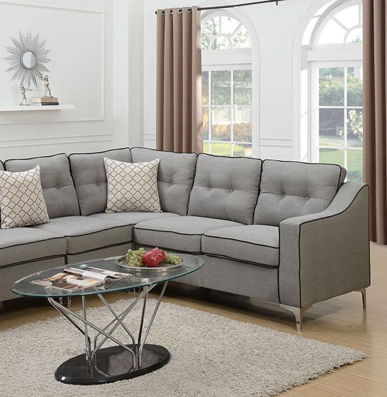 

    
Poundex Furniture F6888 Sectional Sofa Gray F6888
