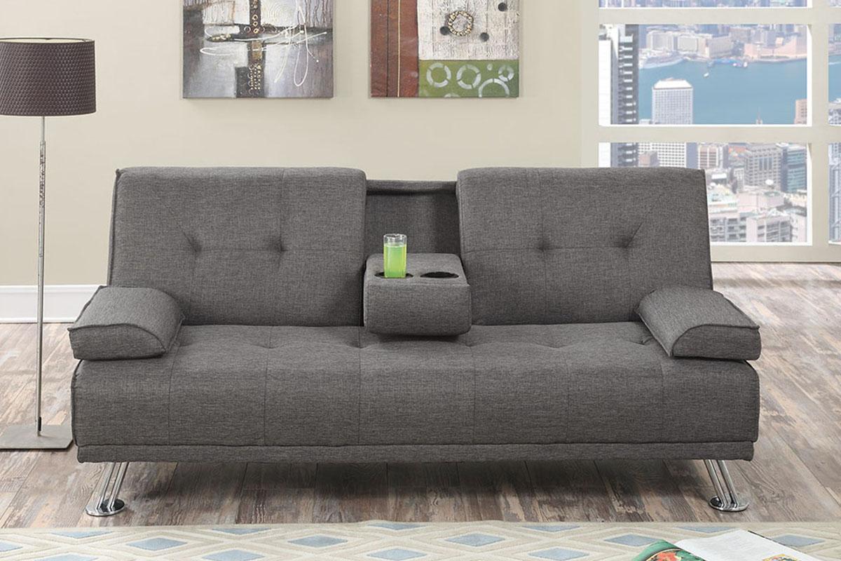 

    
Gray Fabric Upholstered Adjustable Sofa F7844 Poundex Modern
