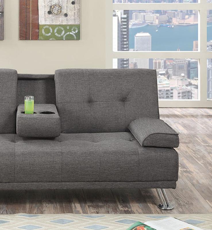 

    
Gray Fabric Upholstered Adjustable Sofa F7844 Poundex Modern
